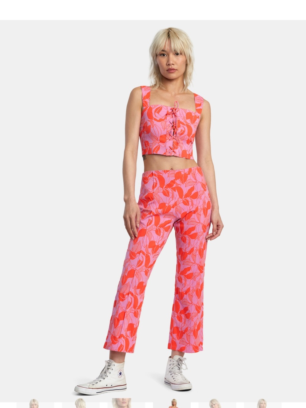 RVCA Super Stretch Crop Top + Drip Wide-Leg Retro Pant Set XS/RARE